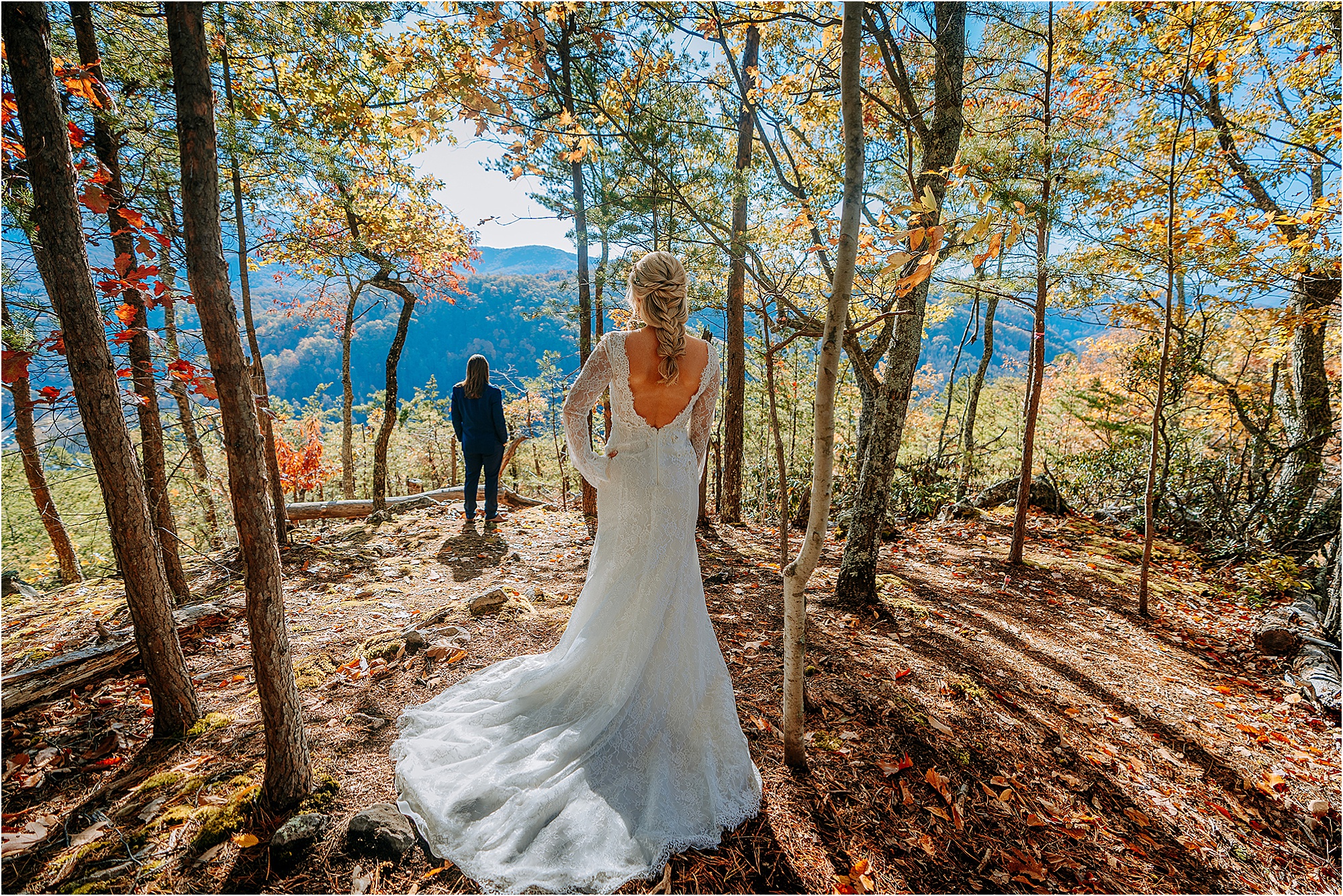 first look with bride and groom on wedding day