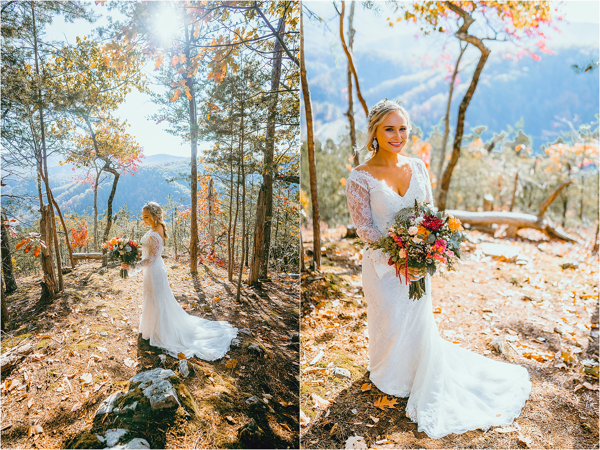 bridal portraits at mountain wedding venue in Tennessee