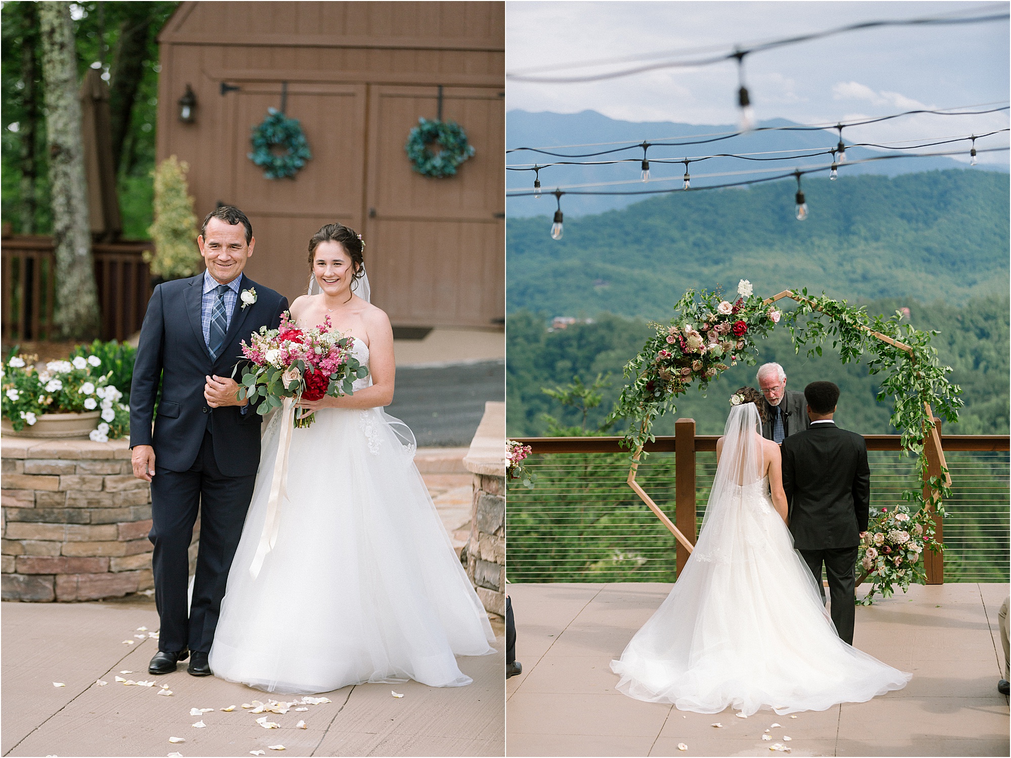 wedding ceremony at mountaintop wedding venue in Pigeon Forge, Tennessee