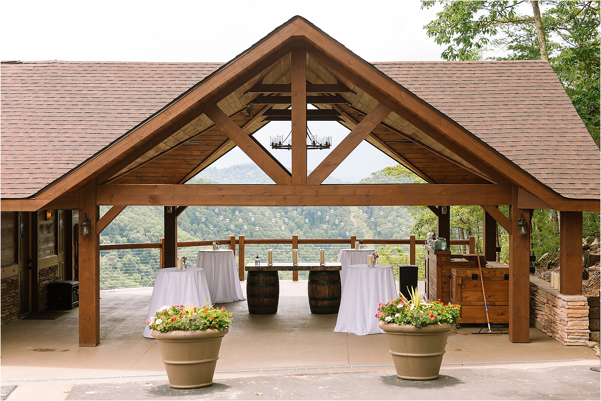 covered reception at mountaintop wedding venue