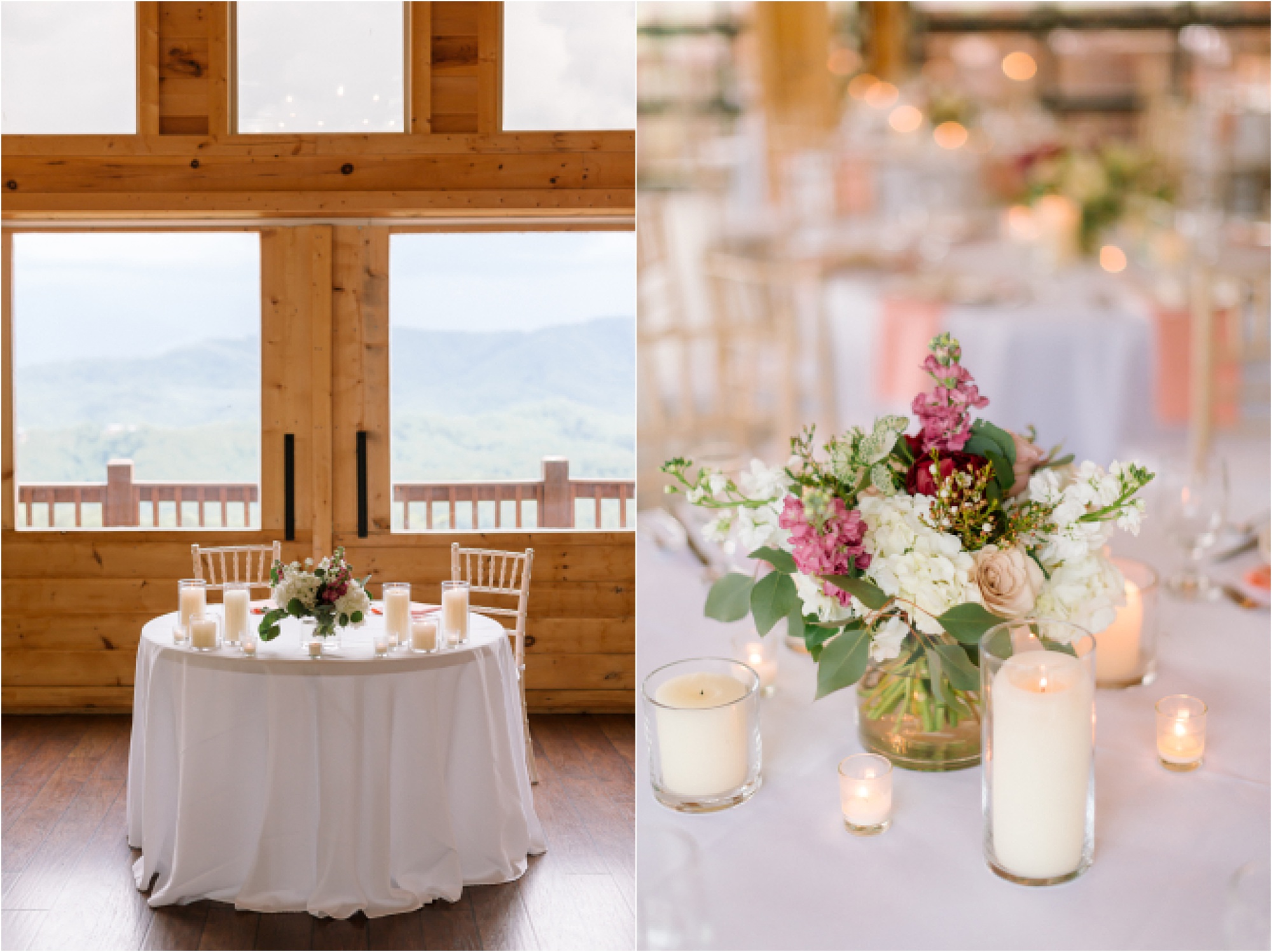 blush pink wedding decor at reception