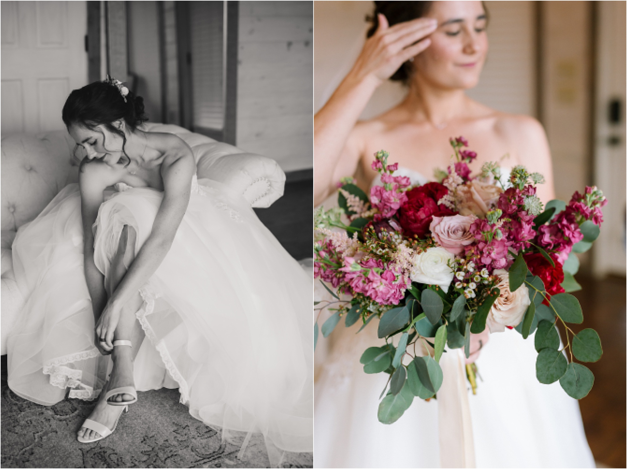 bride getting ready on wedding day