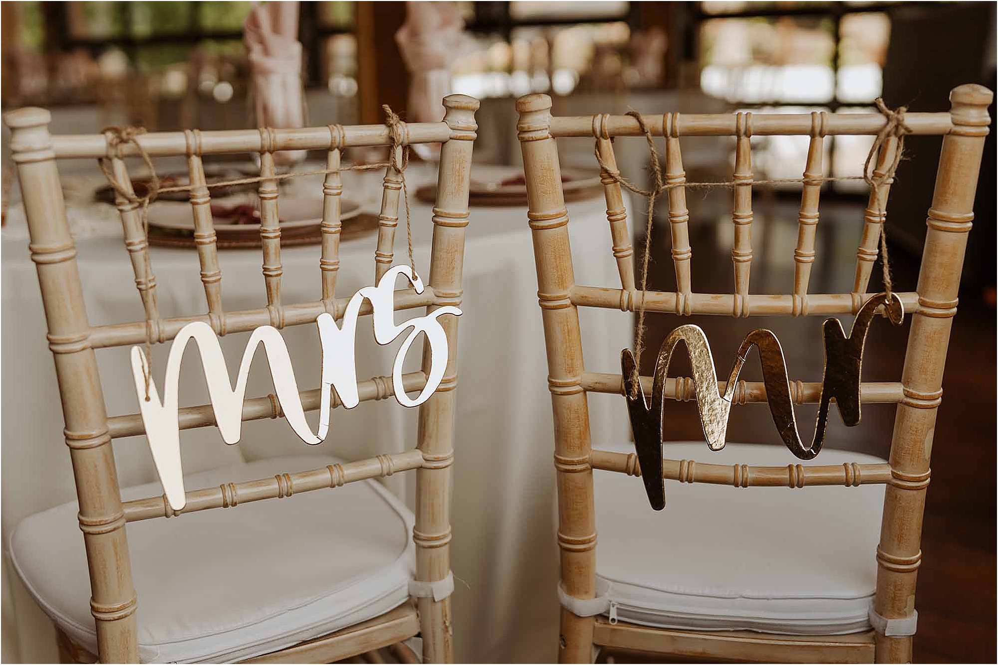 Mr. and Mrs. chairback signs