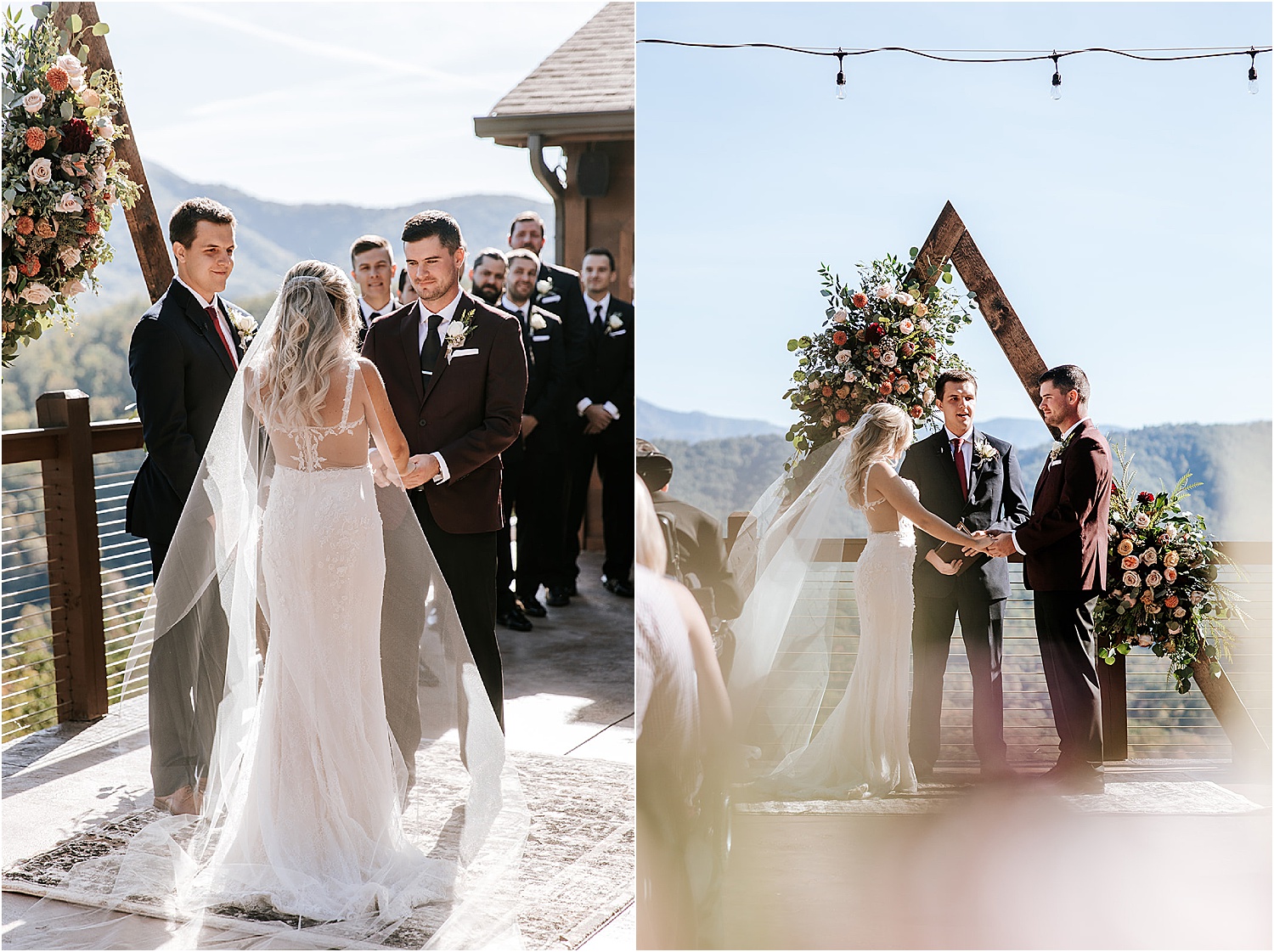 sun-kissed wedding ceremony in the mountains