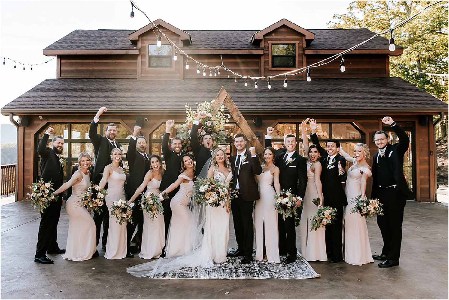 bridal party photos at The Magnolia Venue in Pigeon Forge, Tennessee