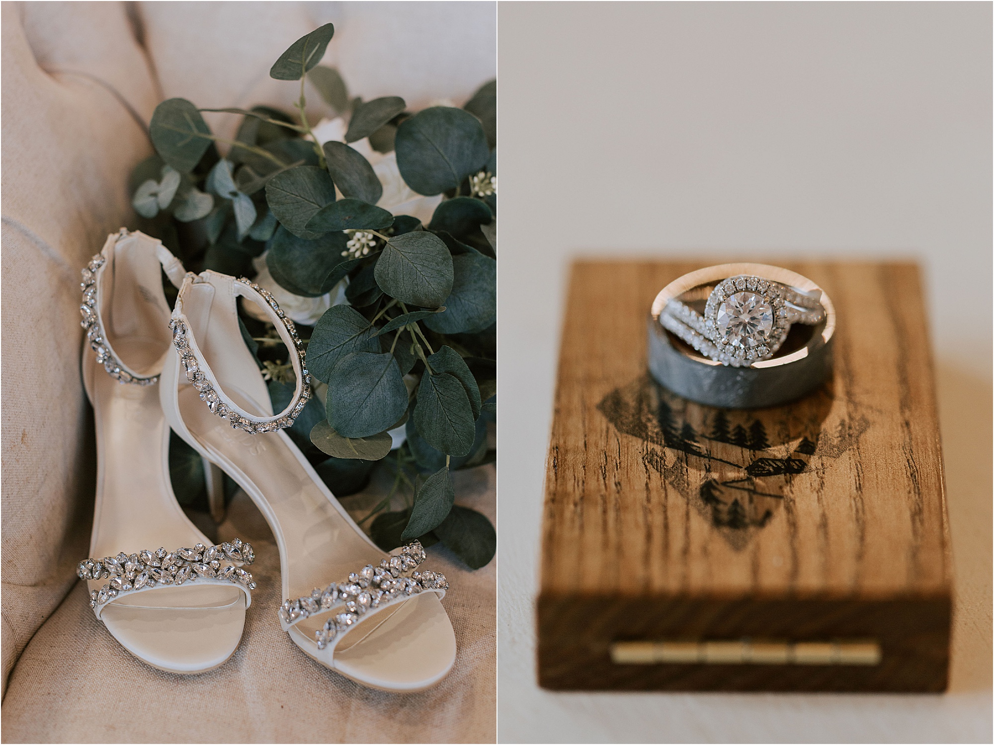 wedding ring and wedding shoe detail photos