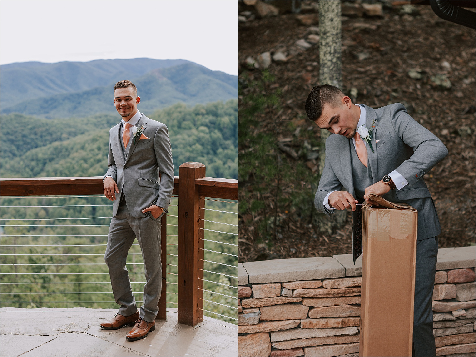 groom opening present at gift-giving wedding