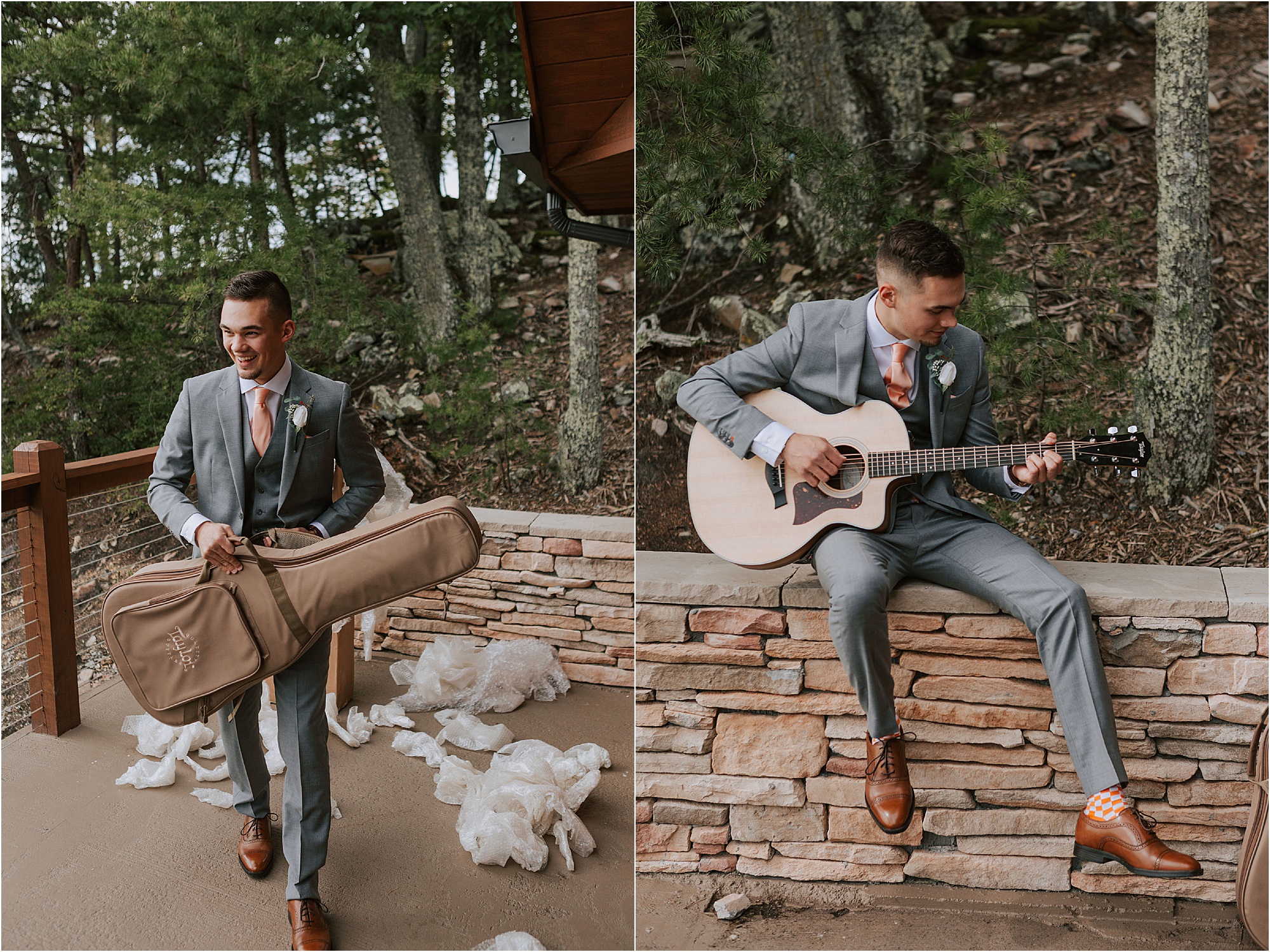 groom opening present at gift-giving wedding