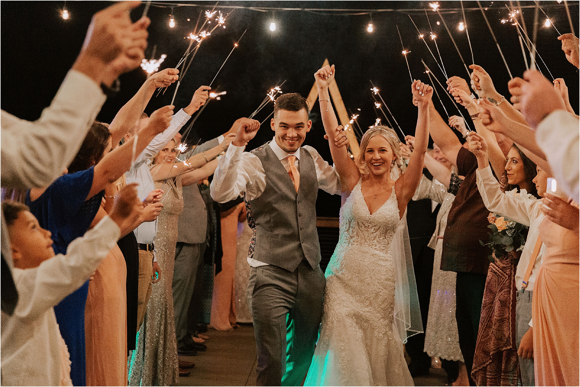 sparkler exit wedding photo