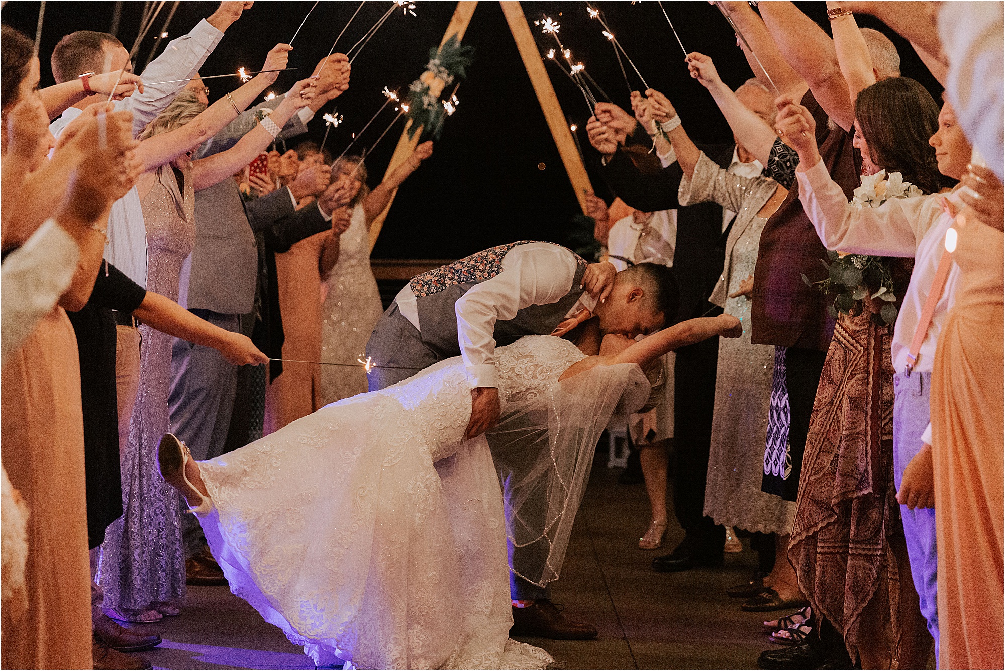 sparkler exit wedding photo