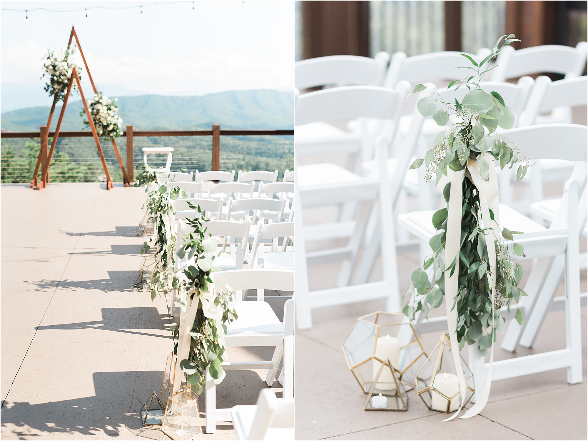 hanging greenery at Black and White Wedding