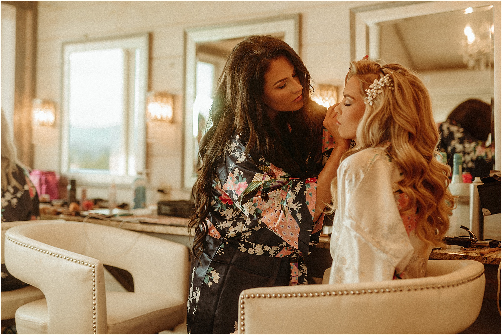 bride getting makeup on