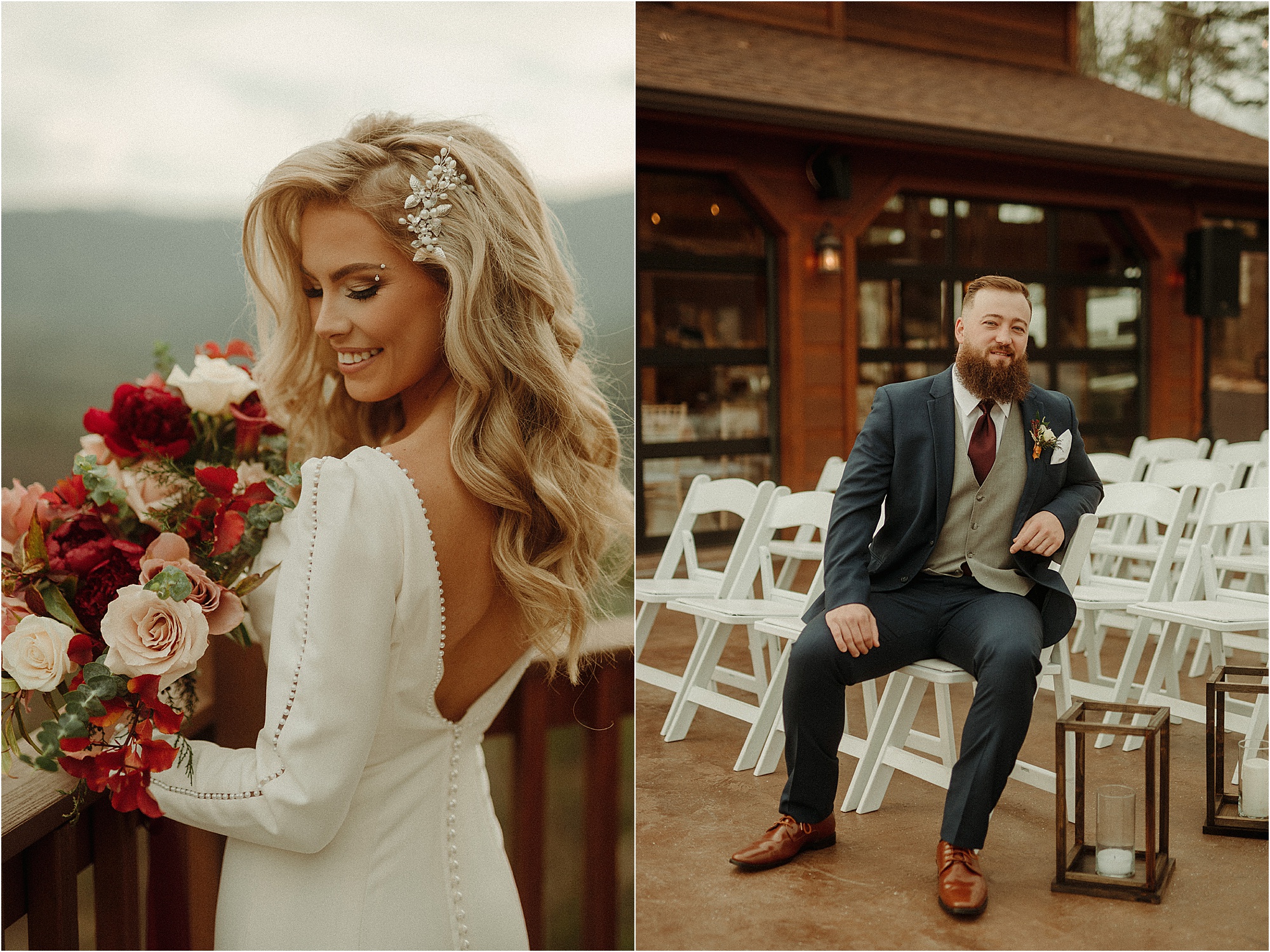 bride and groom portraits at wedding