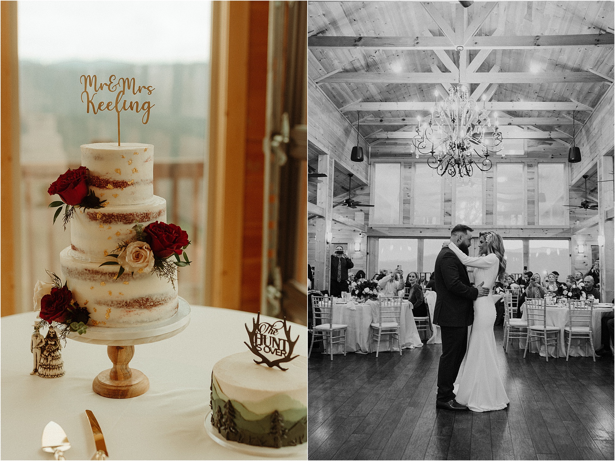 three tier naked wedding cake