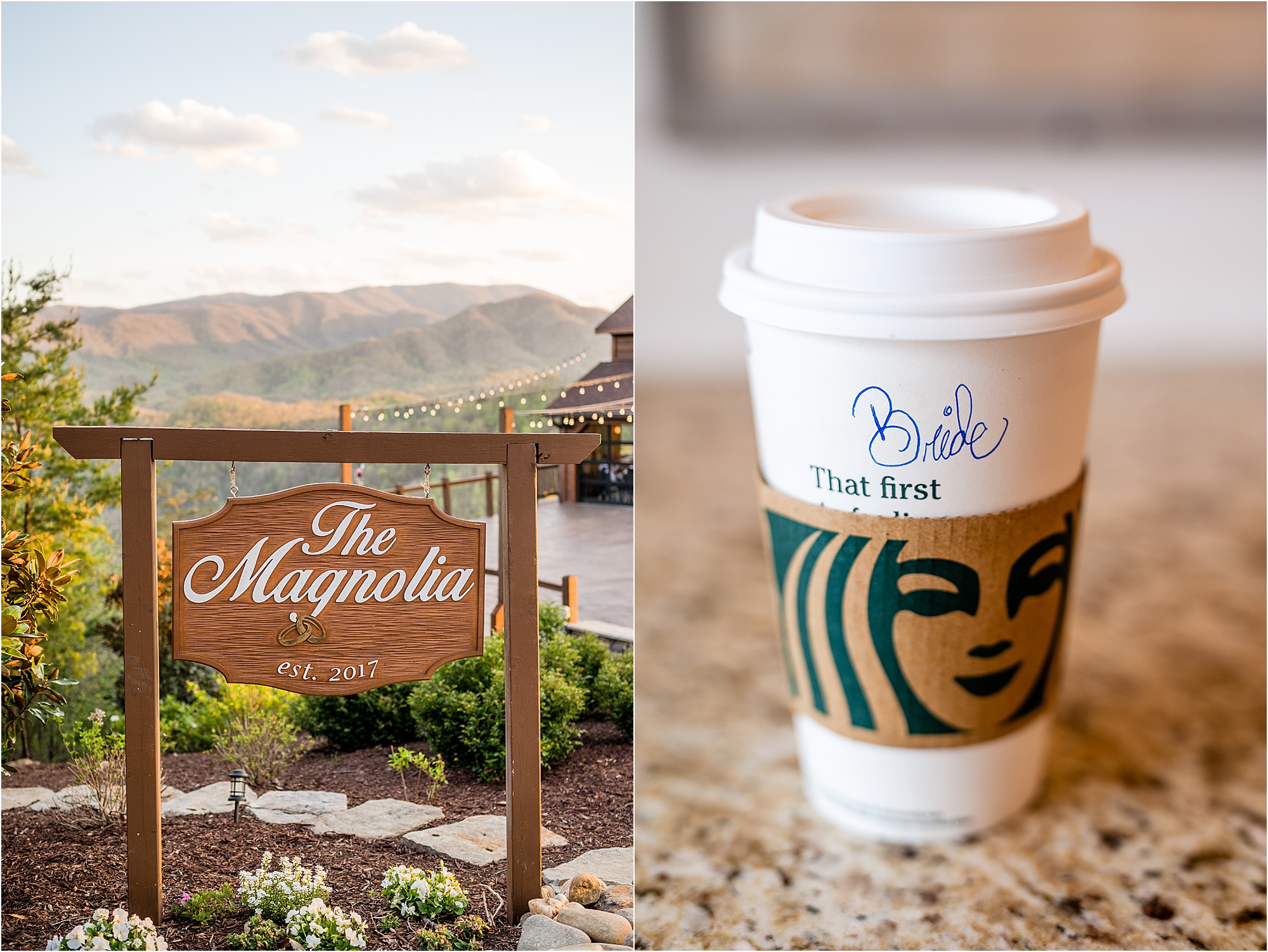 The Magnolia Venue Sign and Starbucks Bride Cup