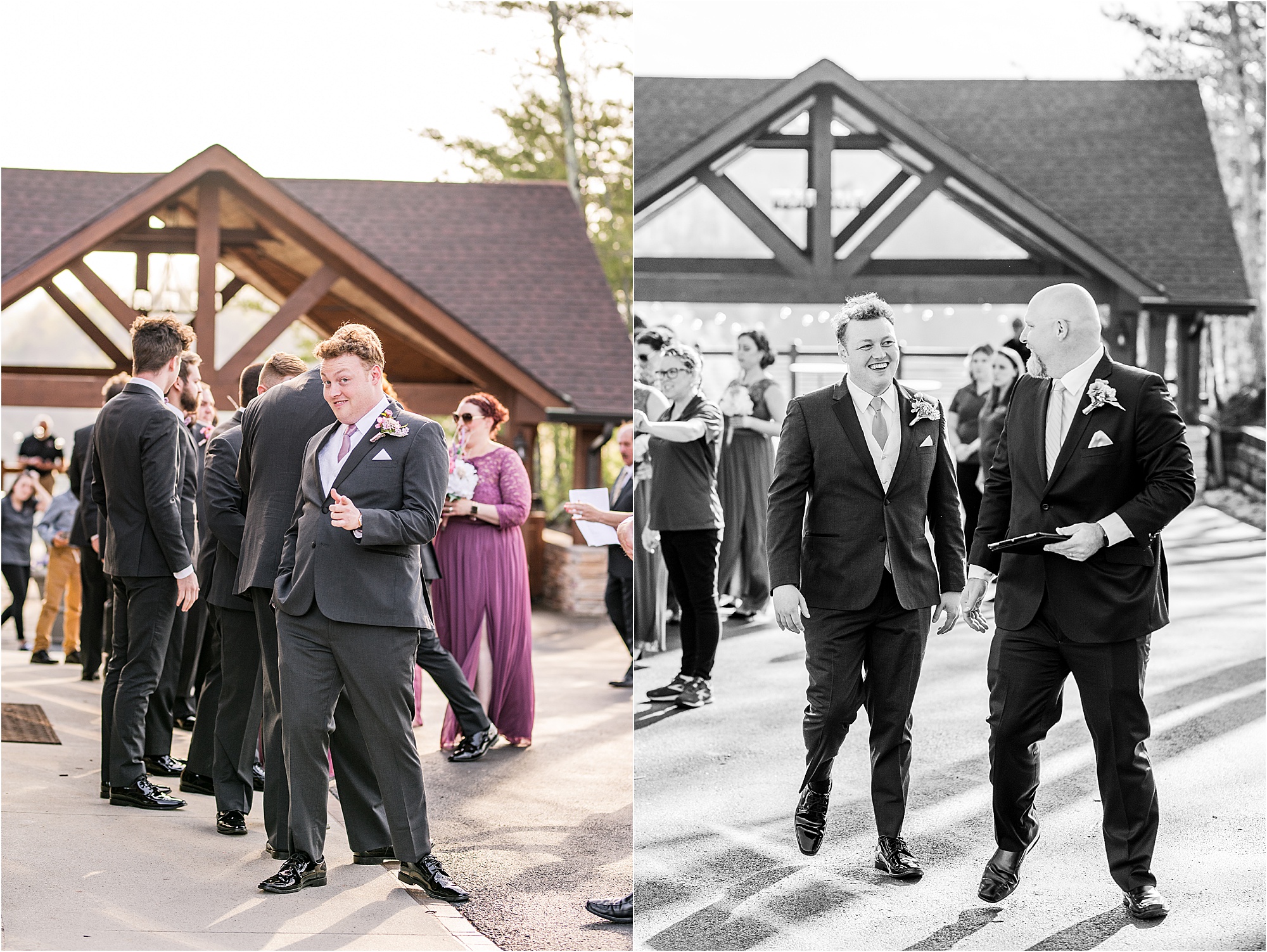 groom giving thumbs up before walking down the aisle at Eclectic Wedding