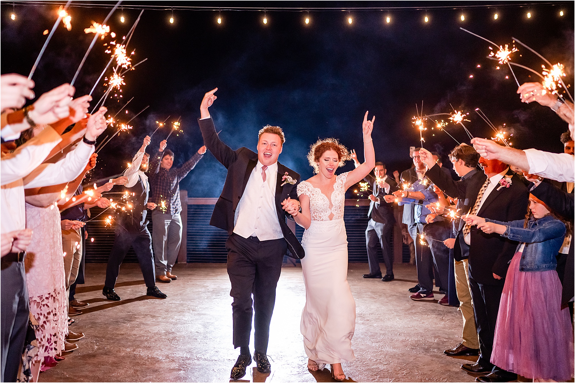 bride and groom exit with sparklers at wedding day