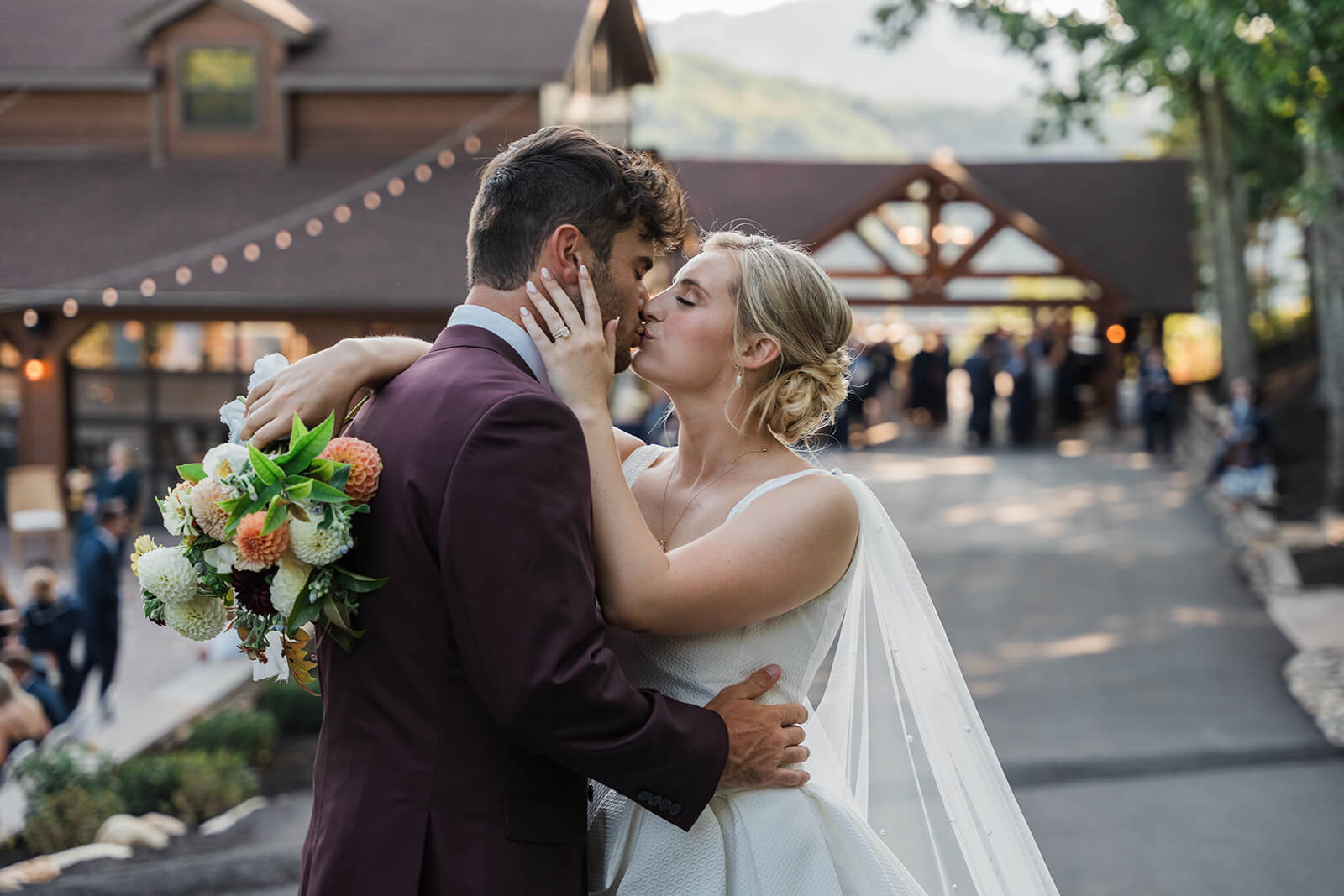 Hayden and Denis at their personalized fall wedding at The Magnolia Venue, a luxury Smoky Mountain wedding venue in Tennessee