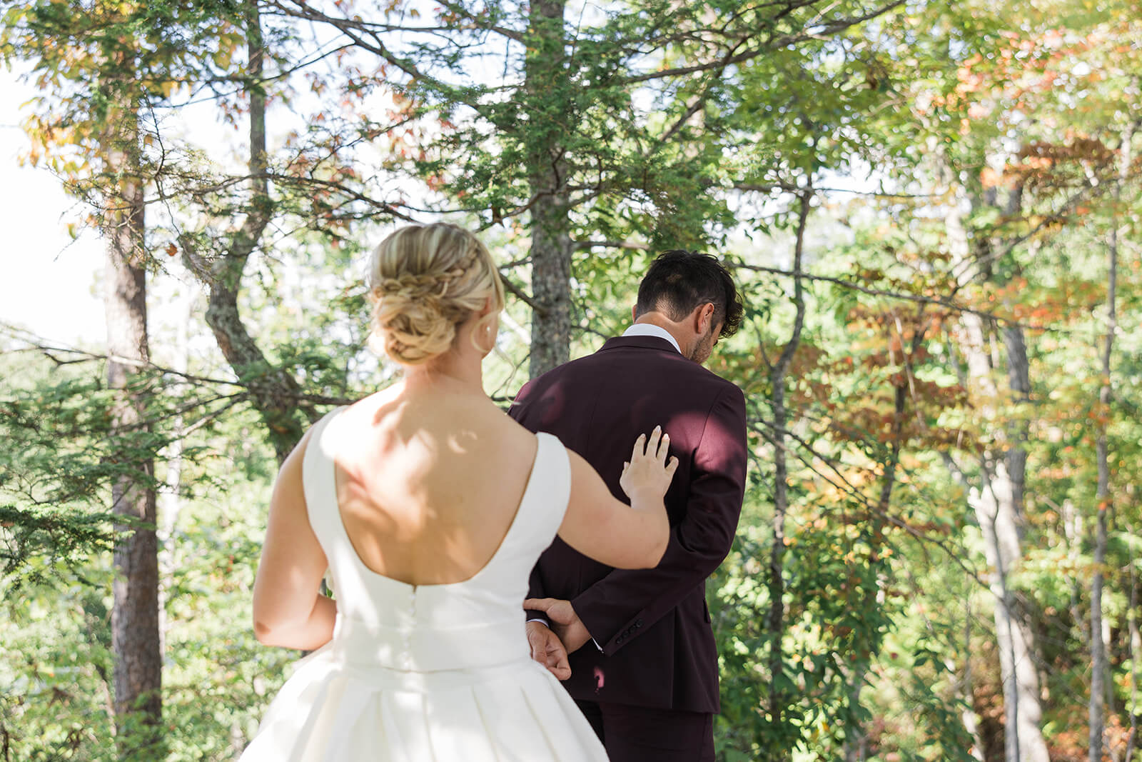 Private first look surrounded by fall color and mountain views at The Magnolia Venue in the Smoky Mountains