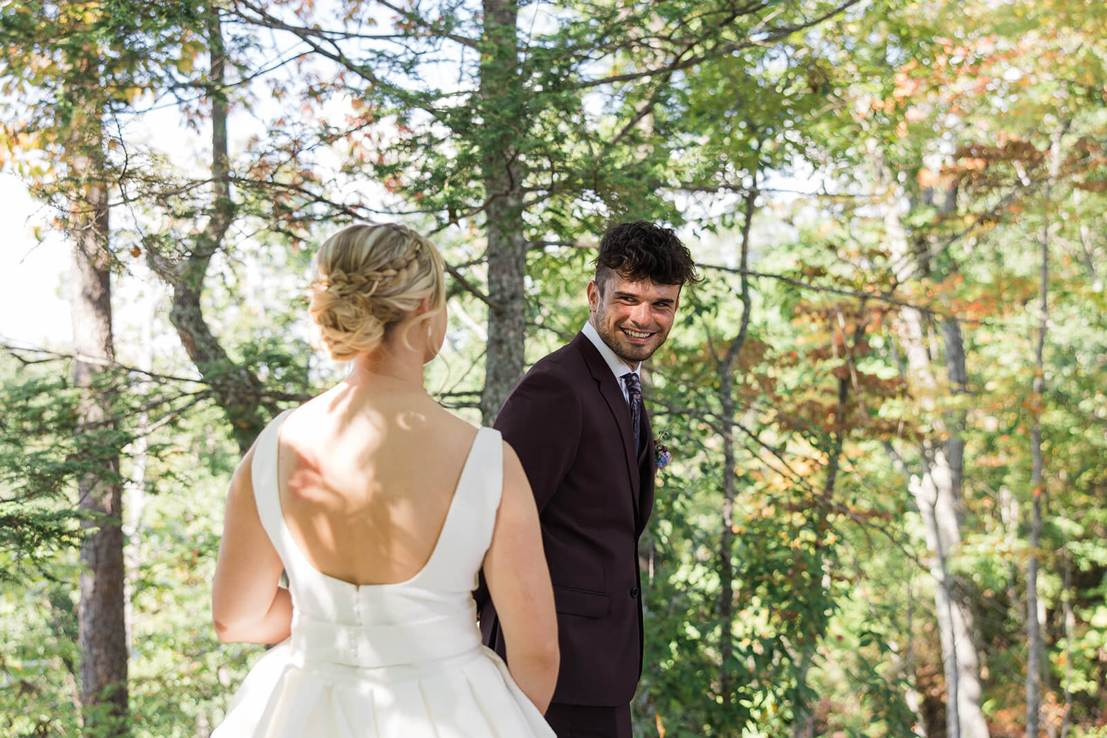 Private first look surrounded by fall color and mountain views at The Magnolia Venue in the Smoky Mountains