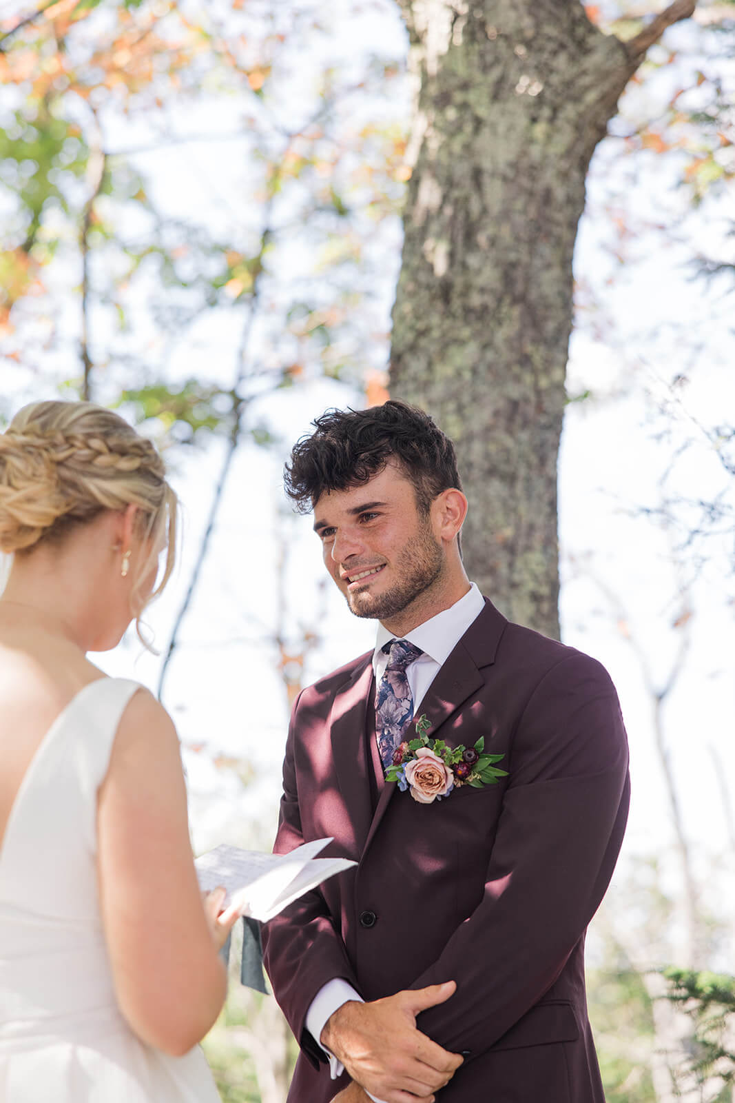Private first look surrounded by fall color and mountain views at The Magnolia Venue in the Smoky Mountains