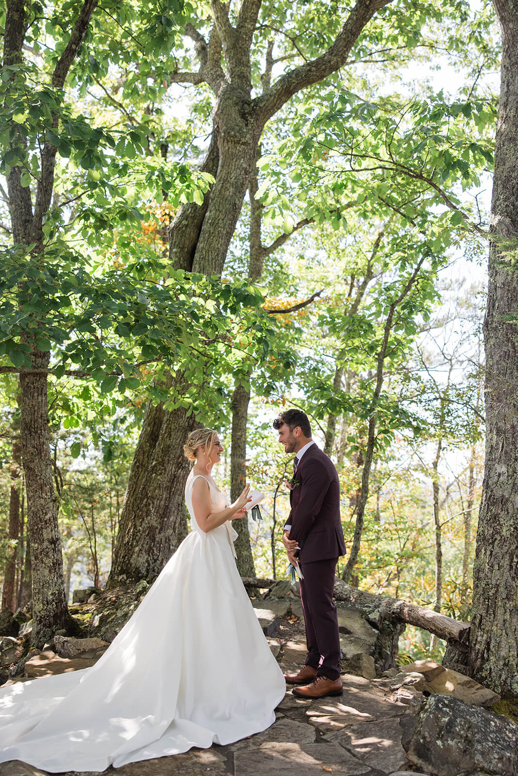 Private first look surrounded by fall color and mountain views at The Magnolia Venue in the Smoky Mountains