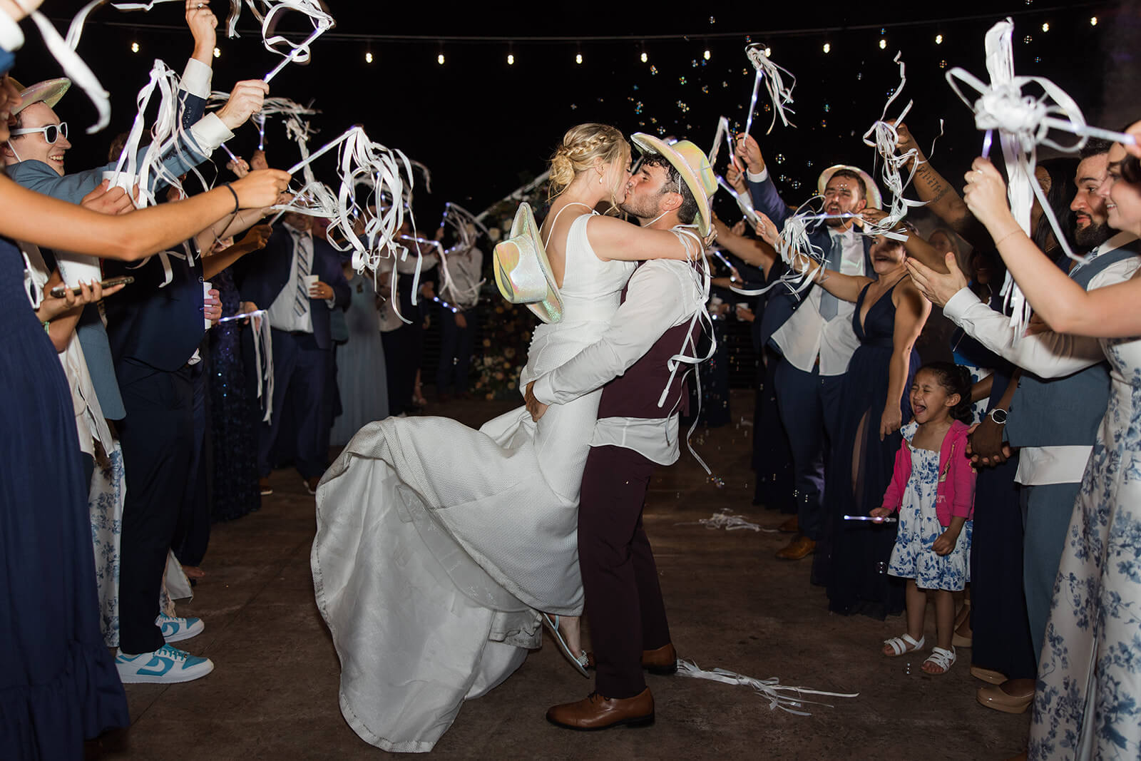 Couple send off with streamers at a Tennessee Wedding Venue