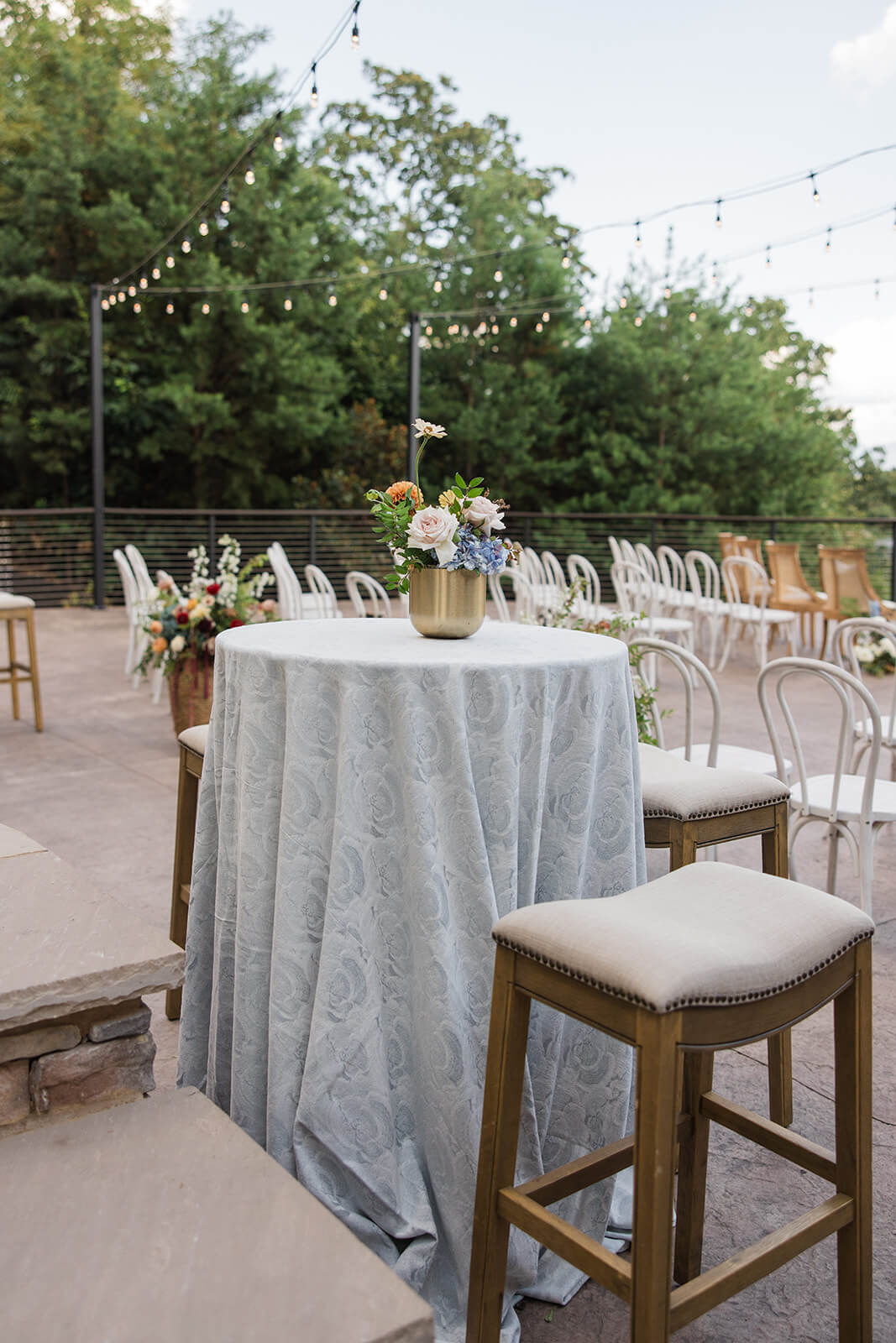 Open-air ceremony patio at The Magnolia Venue overlooking sweeping Smoky Mountain views