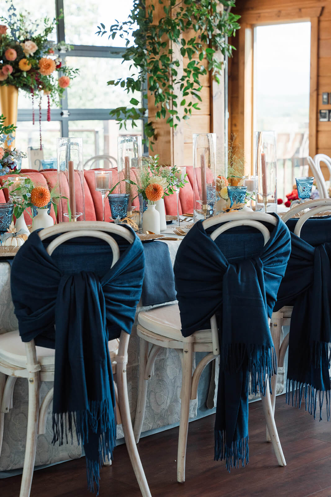 Grand Hall reception space at The Magnolia Venue styled for a personalized fall wedding in the Smoky Mountains