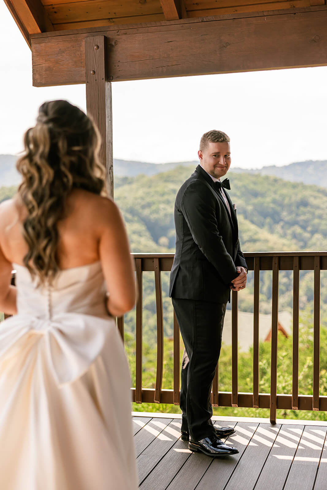 First look for husband and wife on their wedding day